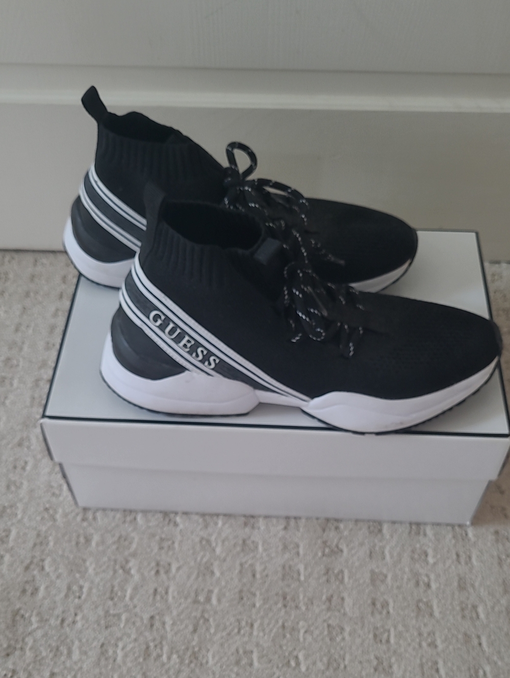 Guess Black & White Slip-On Athletic Sneakers